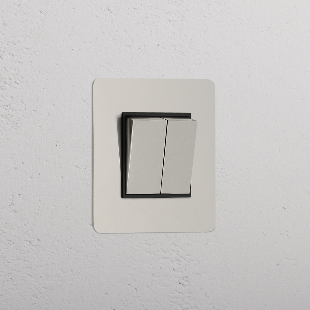 Kew Single 2x Retractive Rocker Switch - Polished Nickel | Black