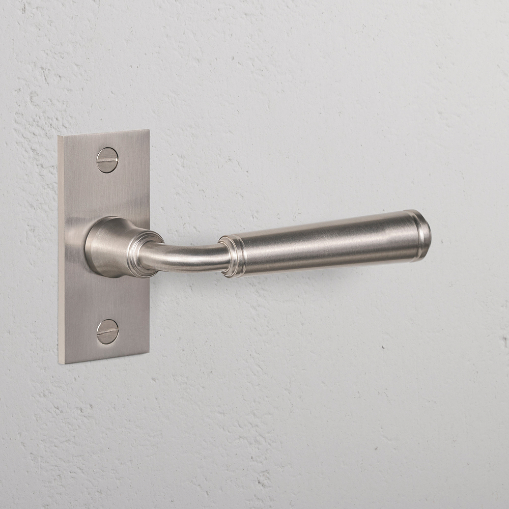 Digby Short Plate Fixed Door Handle – Satin Nickel