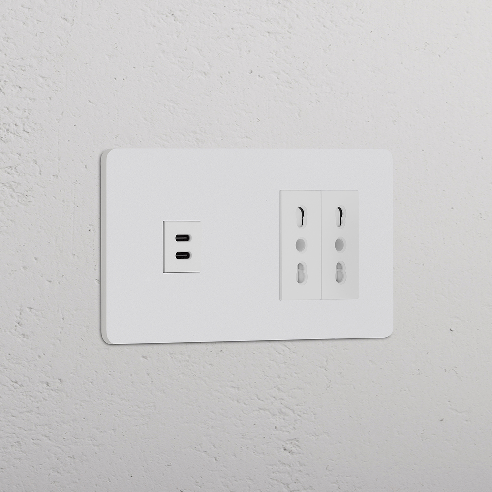 Grove Presa USB-C 30W & Bipasso 2x Doppia – Pitturabile | Bianco