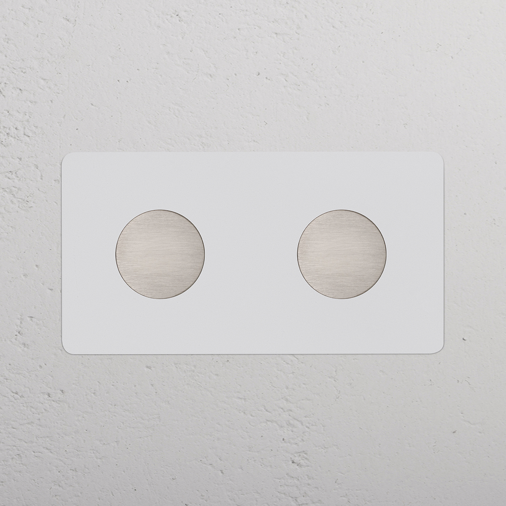 Kew Dubbele 2x dimmer – Beschilderbaar satijnnikkel