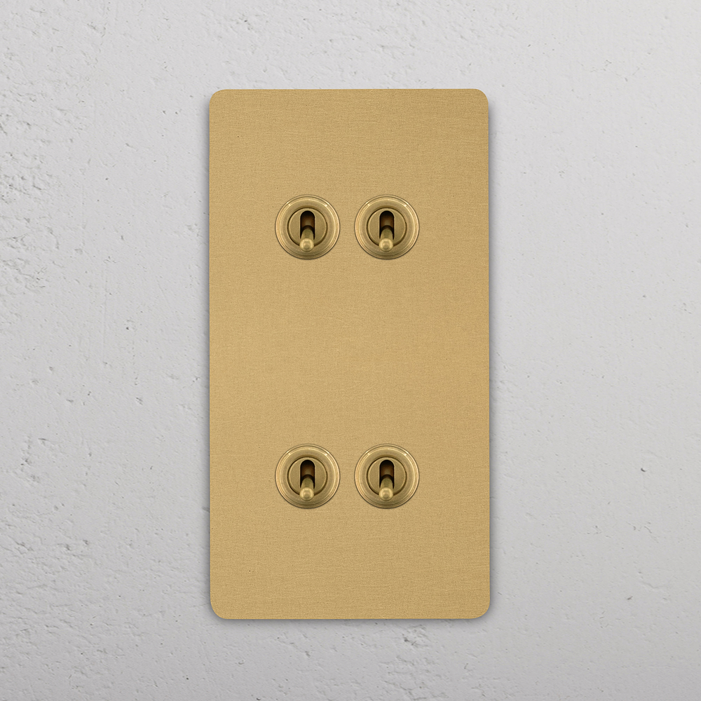 Grove Double 4x Vertical Toggle Switch - Antique Brass
