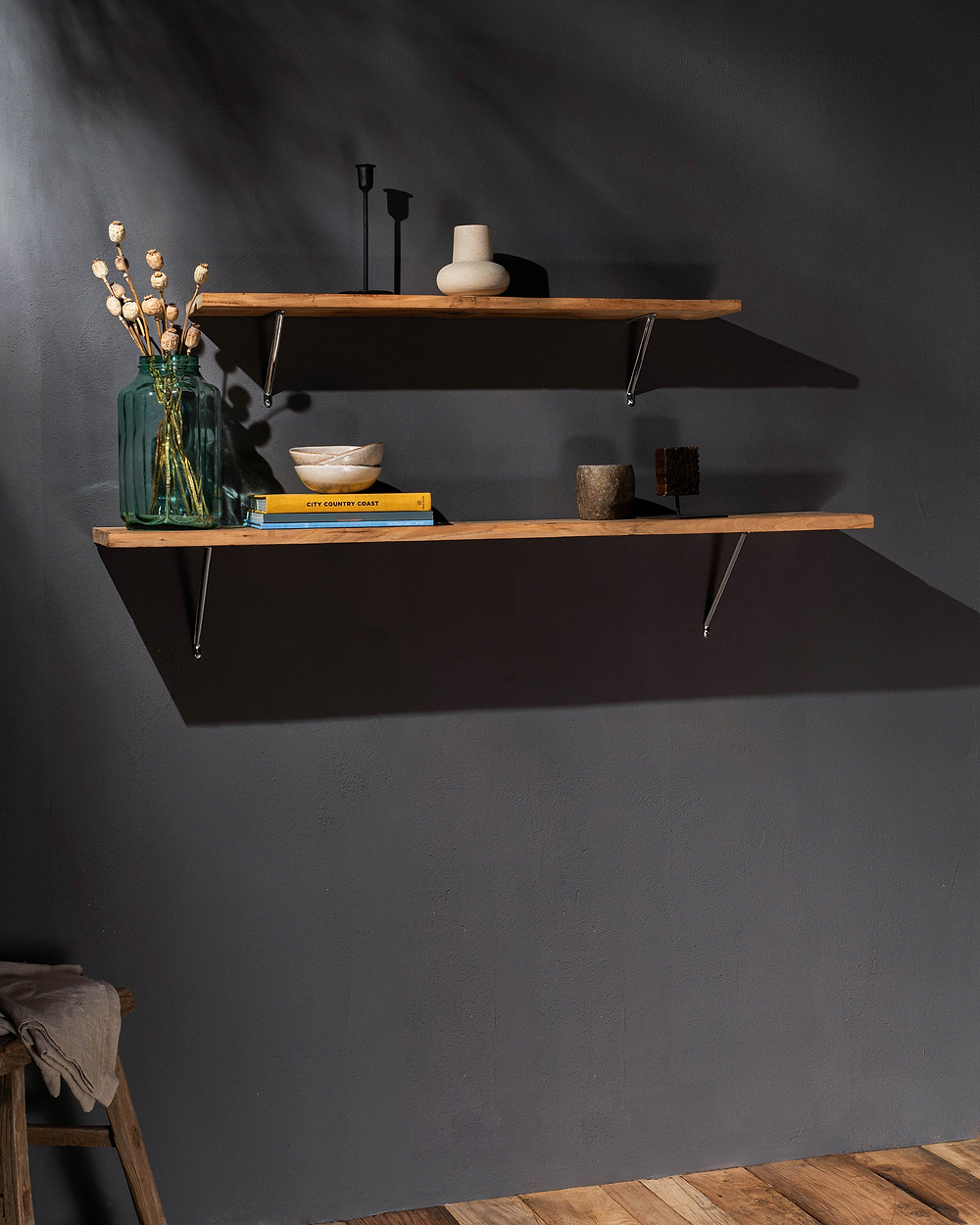 Brixton Shelf Bracket 150mm – Polished Nickel