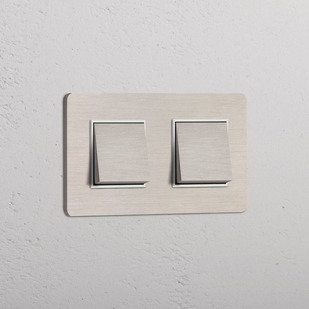 Grove Interruttore a Bilanciere Doppio 2x – Nichel Satinato | Bianco