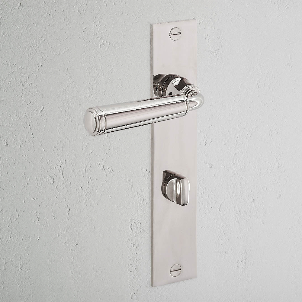 Digby Long Plate Sprung Door Handle & Thumbturn - Polished Nickel