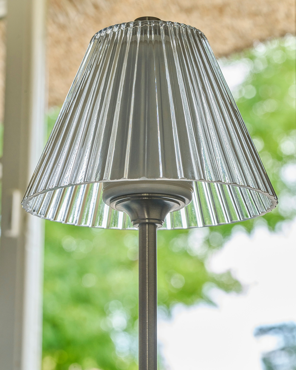 Cotswold Rechargeable Table Lamp Fluted Glass – Satin Nickel