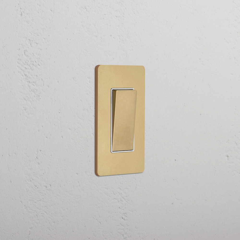 Grove 1G Retractive Rocker Switch - Antique Brass White