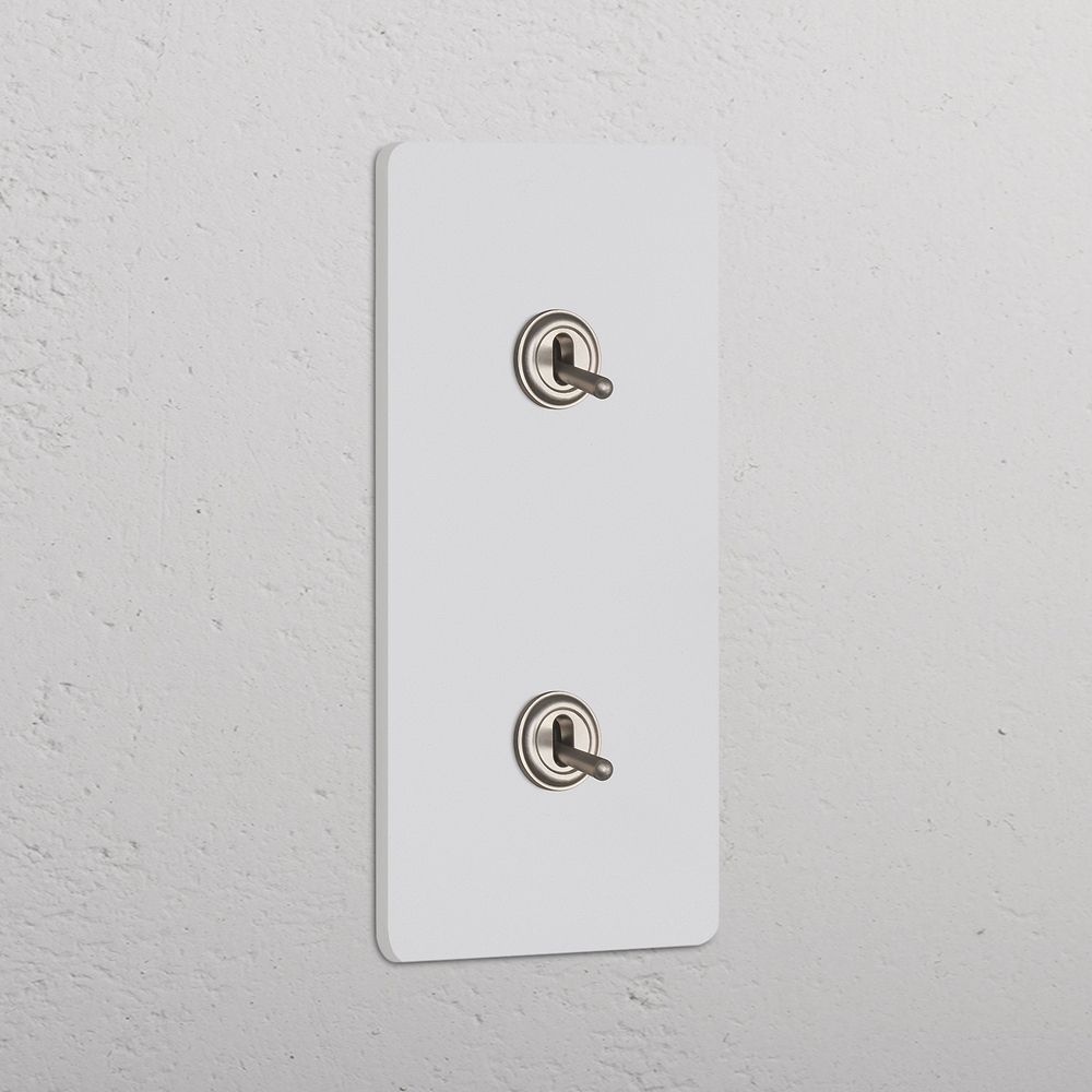 Grove Double 2x Vertical Toggle Switch - Paintable Satin Nickel