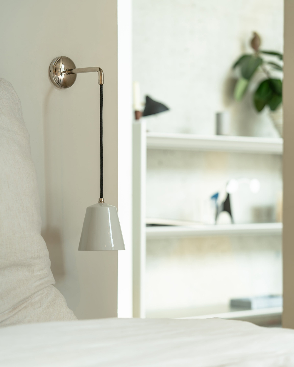 Richmond Small Hanging Wall Light Fine Porcelain - Polished Nickel