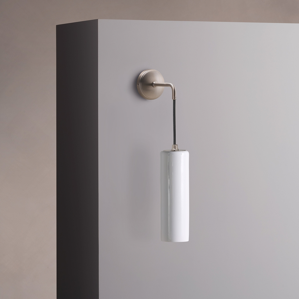 Claremont Small Hanging Wall Light Fine Porcelain – Satin Nickel