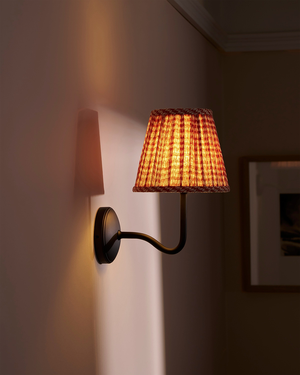 Malvern Medium Wall Light Pleated Terracotta Red – Bronze