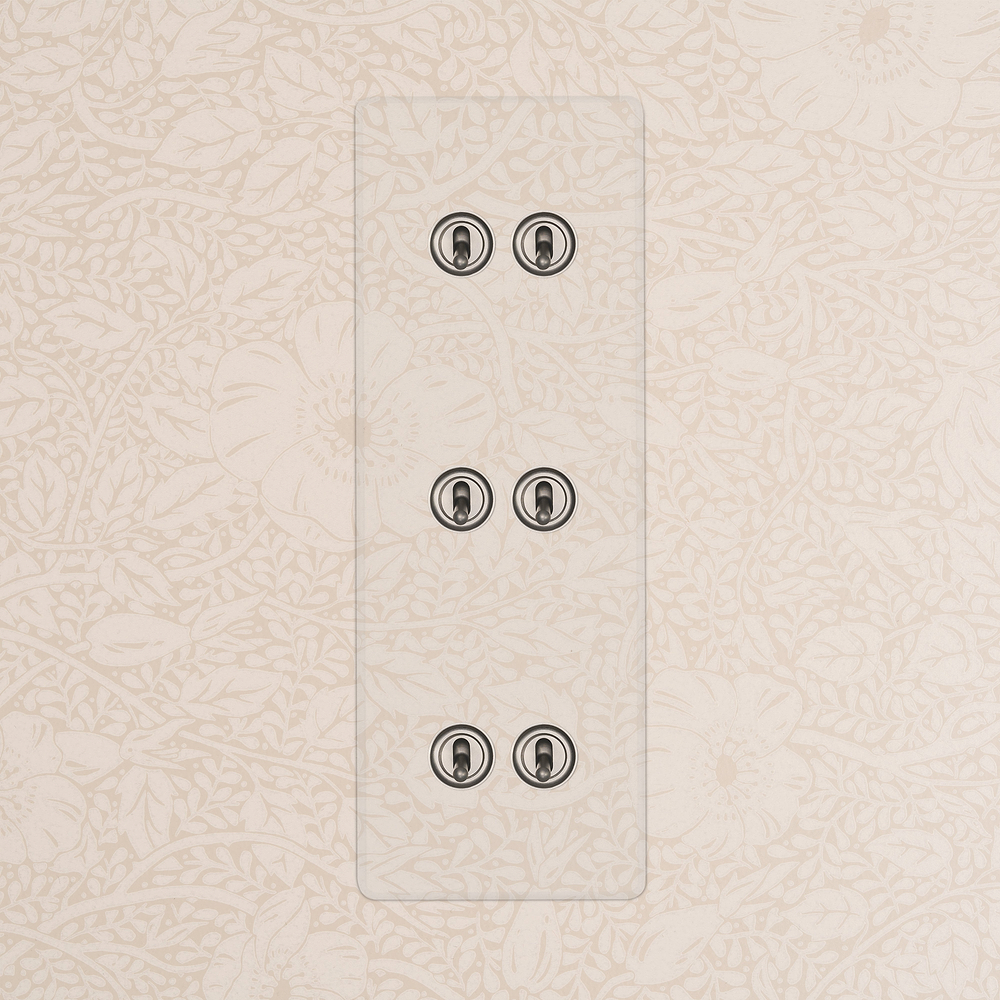 Triple 6x Vertical Toggle Switch - Clear Satin Nickel