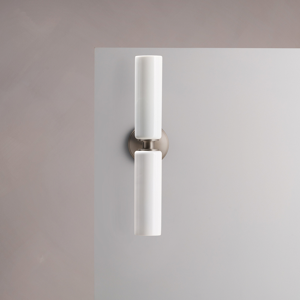 Claremont Medium Wall Light Fine Porcelain – Satin Nickel
