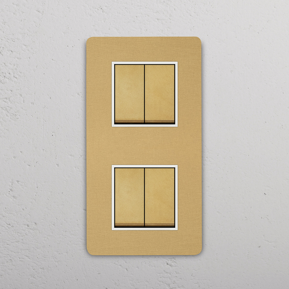 Grove Double 4x Vertical Rocker Switch - Antique Brass | White