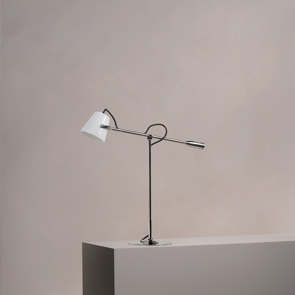 Richmond Lampe de Bureau Porcelaine Fine – Nickel poli