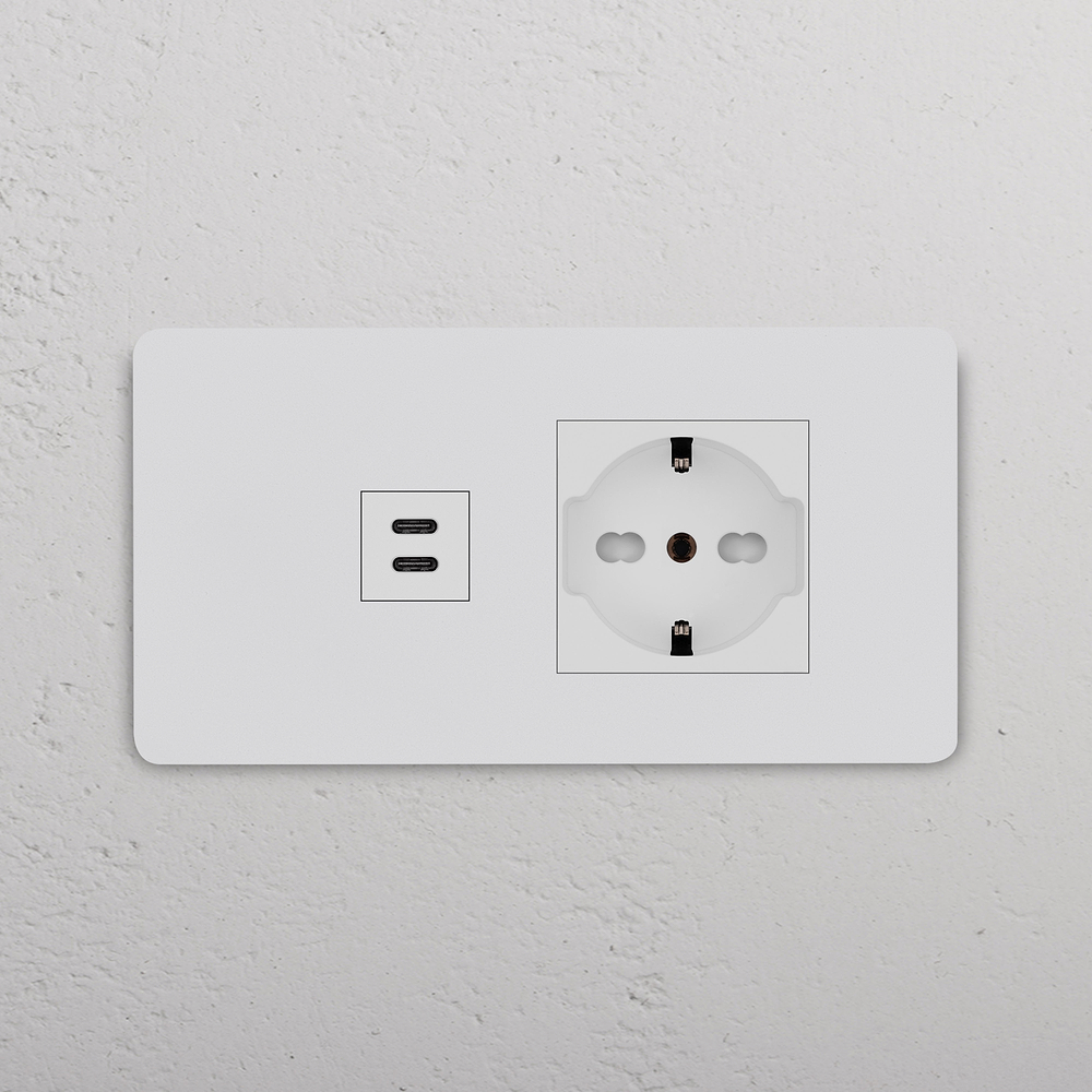 Grove 4-Module USB-C 30W & Schuko/Bipasso Socket – Paintable White