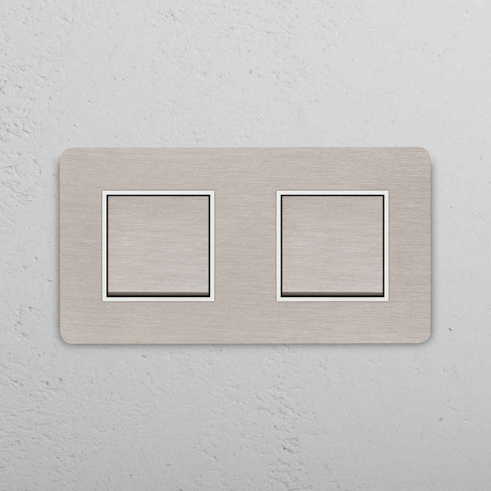 Grove Interruttore a Bilanciere Doppio 2x – Nichel Satinato | Bianco