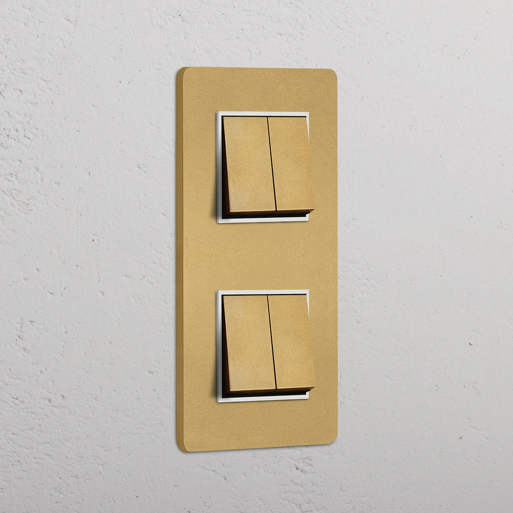 Grove Double 4x Vertical Rocker Switch - Antique Brass | White