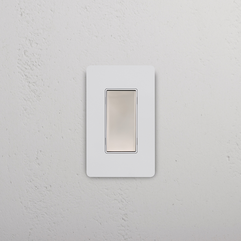 Grove 1G Center Retractive Rocker Switch – Paintable Polished Nickel | White