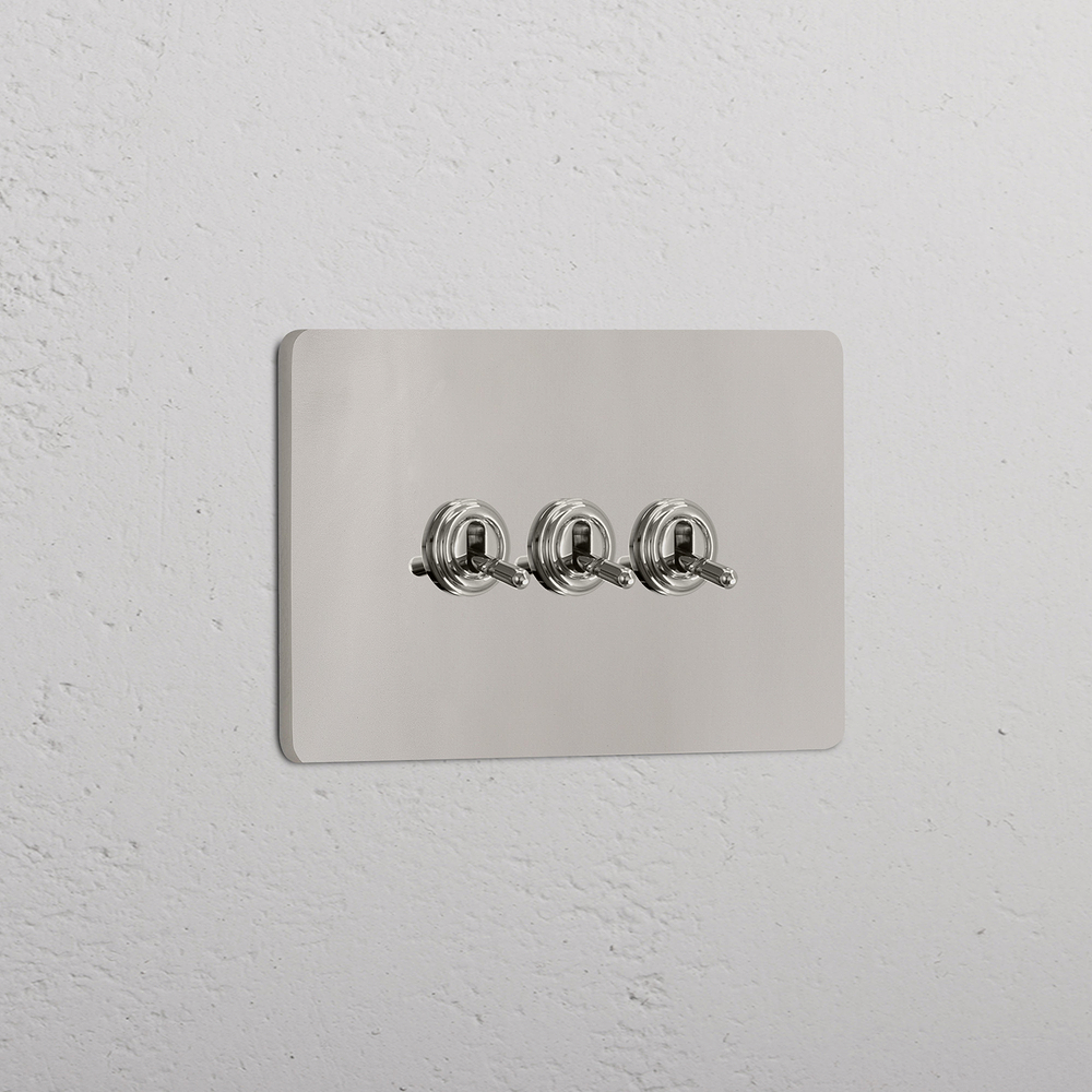 Grove 3-Modul 3x Kipphebelschalter – Poliertes Nickel