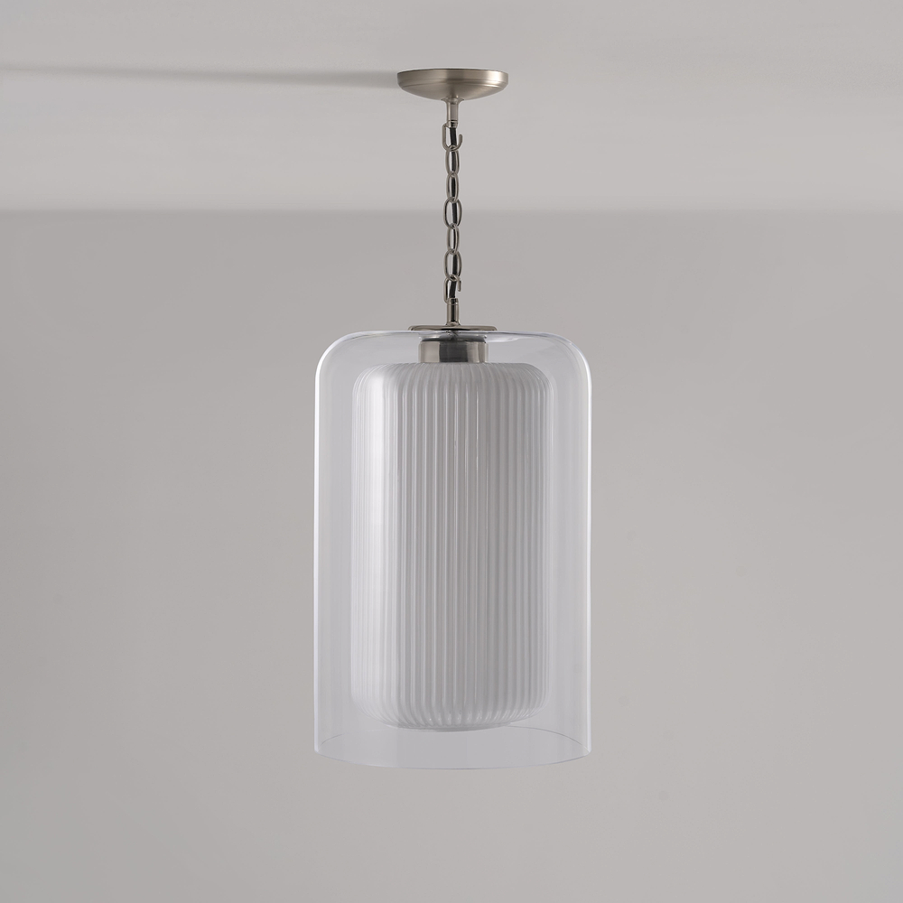 Windsor Large Pendant Light Opal Glass – Satin Nickel