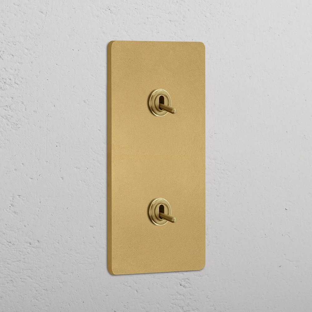 Grove Double 2x Vertical Toggle Switch - Antique Brass