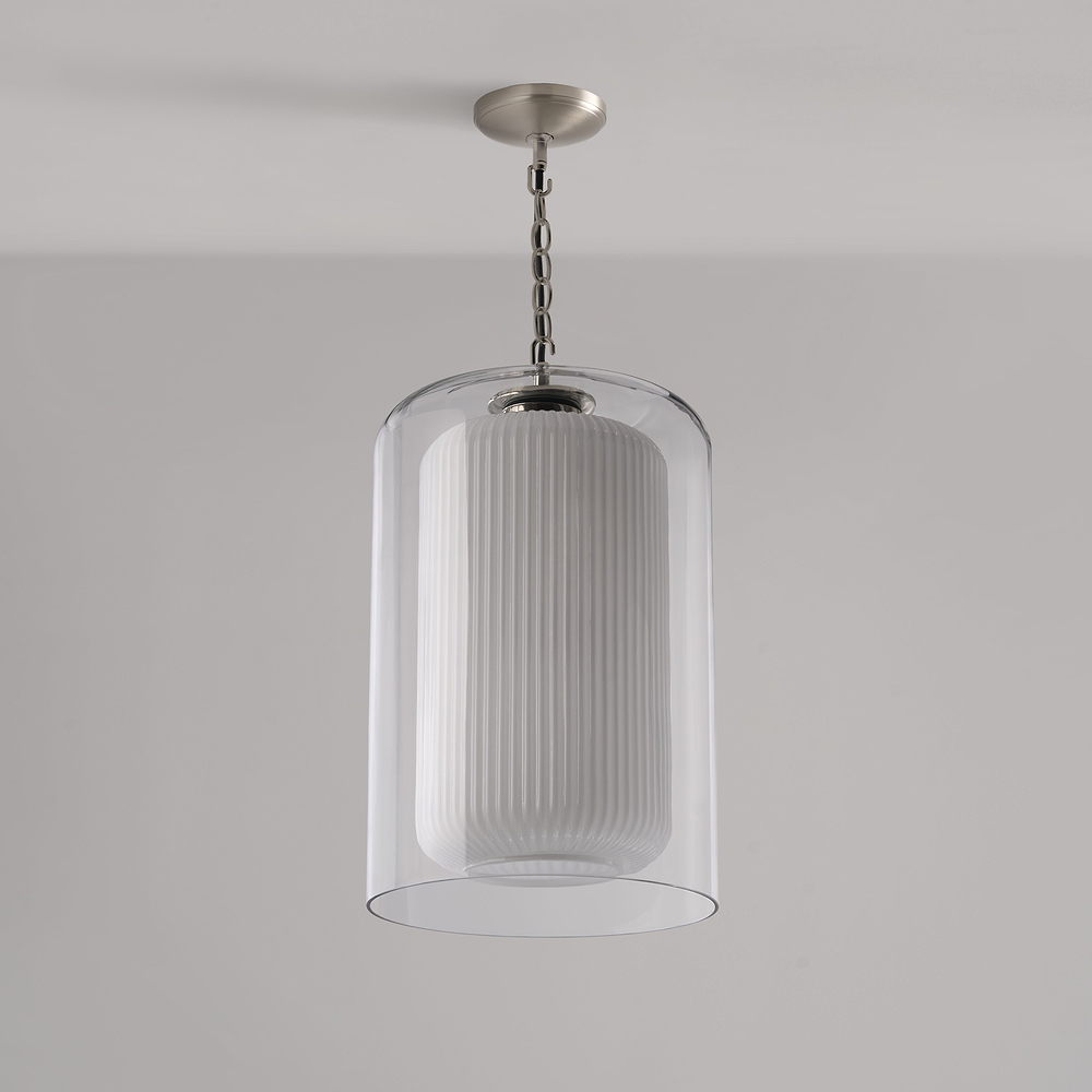 Windsor Large Pendant Light Opal Glass – Satin Nickel
