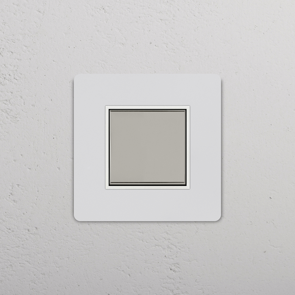 Grove Single Centre Retractive Rocker Switch – Paintable Polished Nickel | White