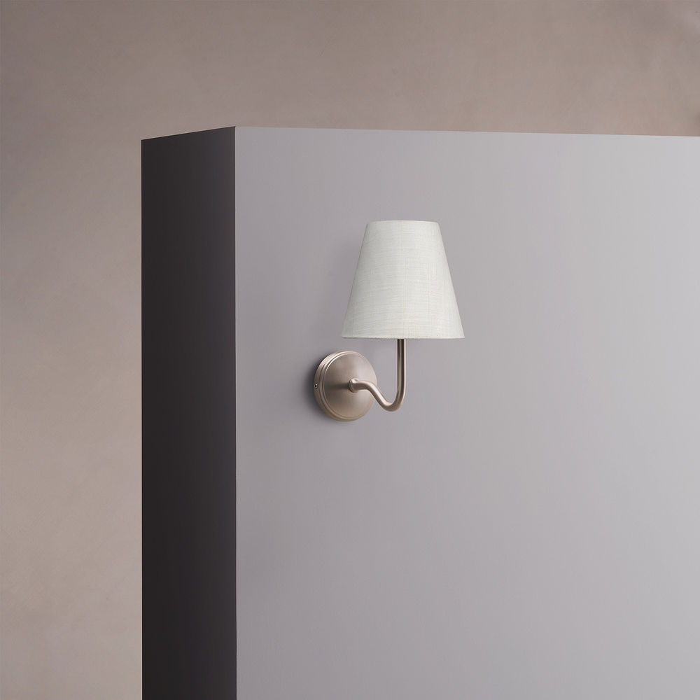 Malvern Small Wall Light Alabaster White – Satin Nickel