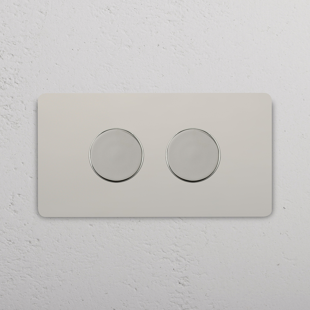 Grove Dimmer rotativo multidirezionale 2x a 4 moduli – Nichel Lucido
