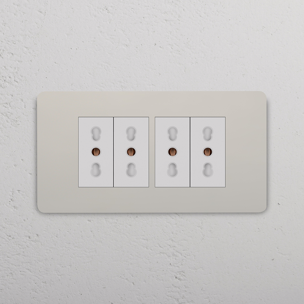Grove 4-Module 4x Bipasso-Steckdose – Poliertes Nickel | Weiss