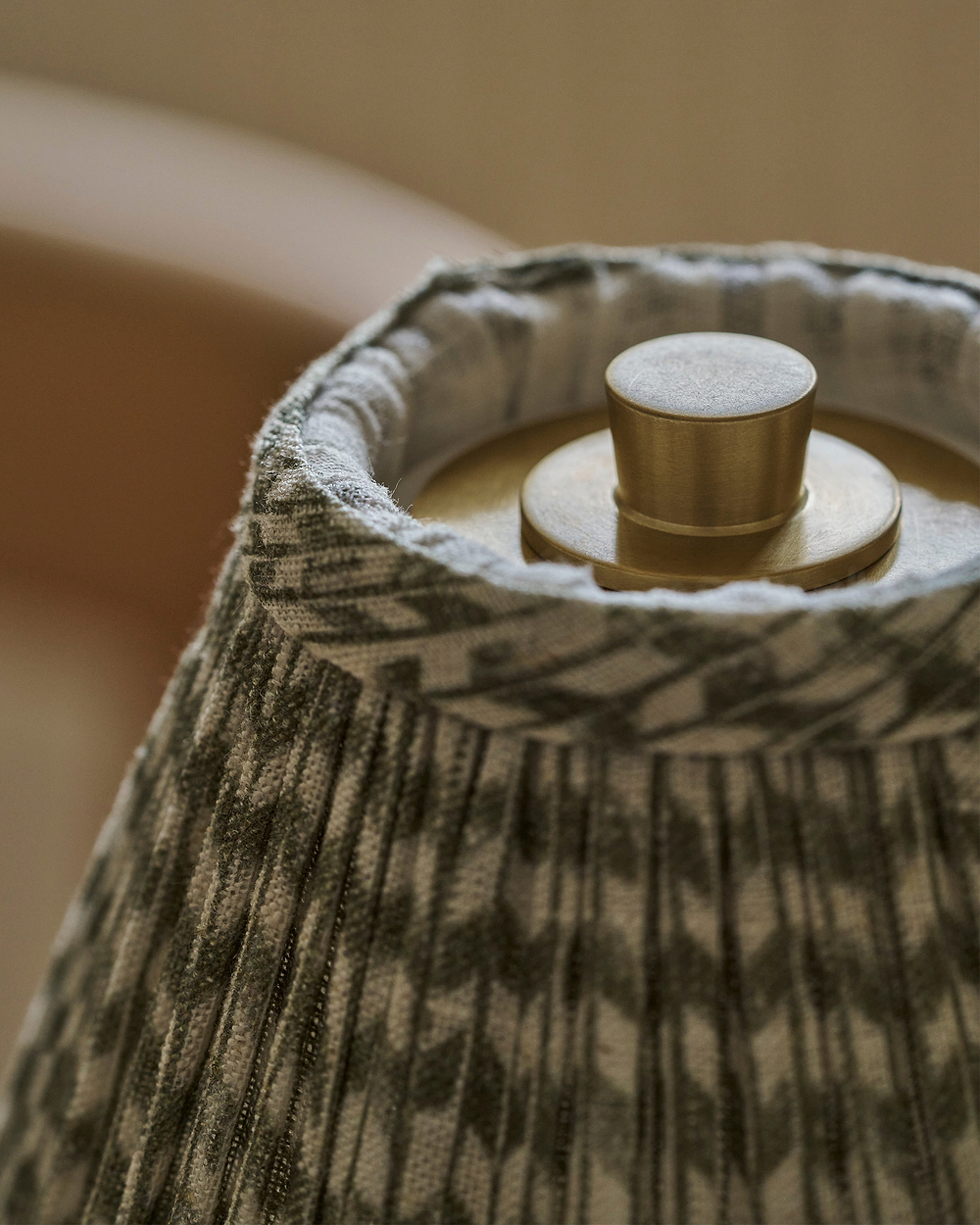 Cotswold Rechargeable Table Lamp Pleated Moss Green – Antique Brass