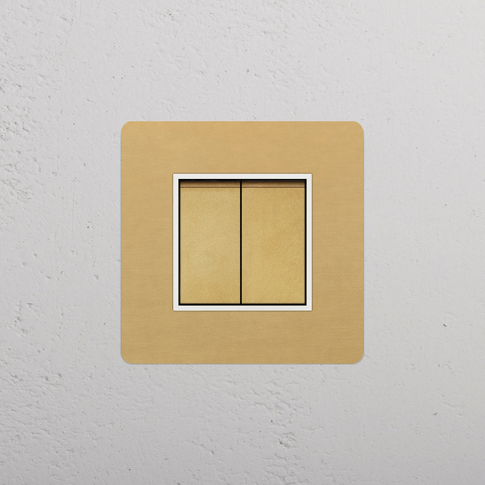Kew Single 2x Retractive Rocker Switch - Antique Brass | White