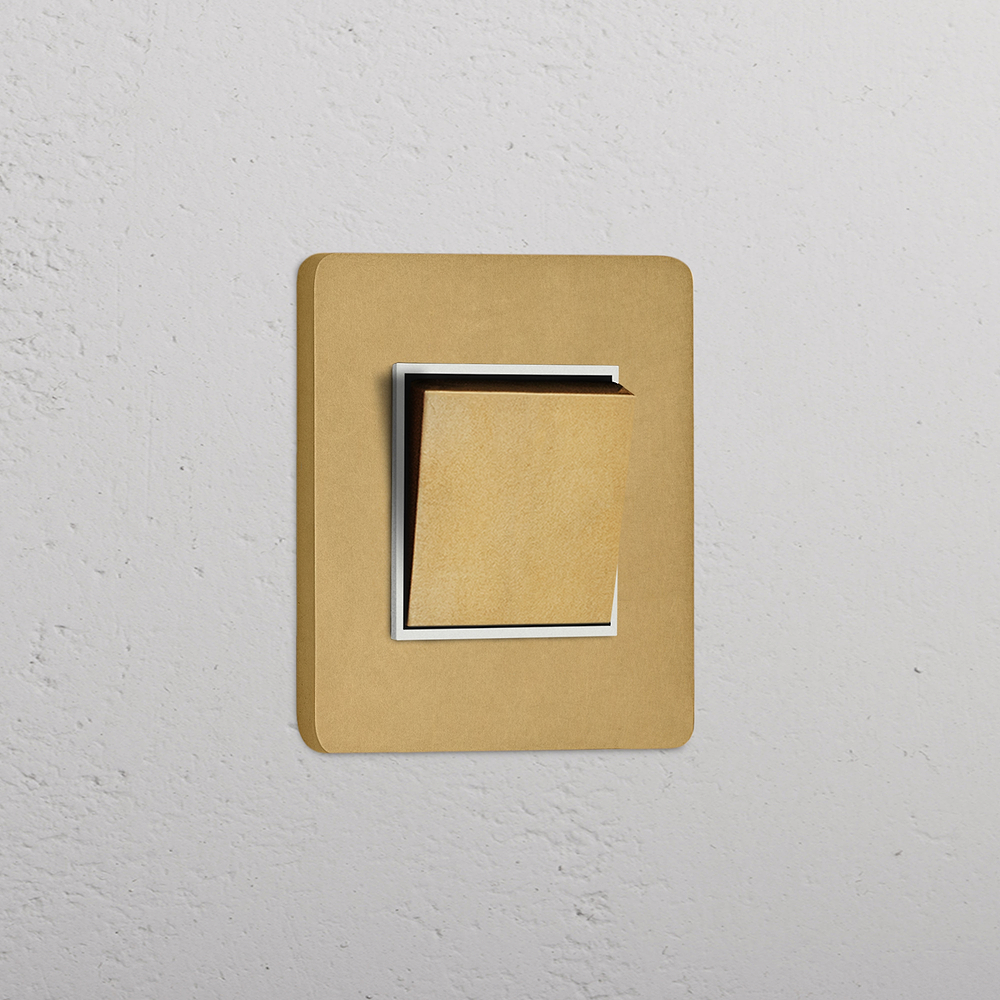 Grove Single Retractive Rocker Switch - Antique Brass | White
