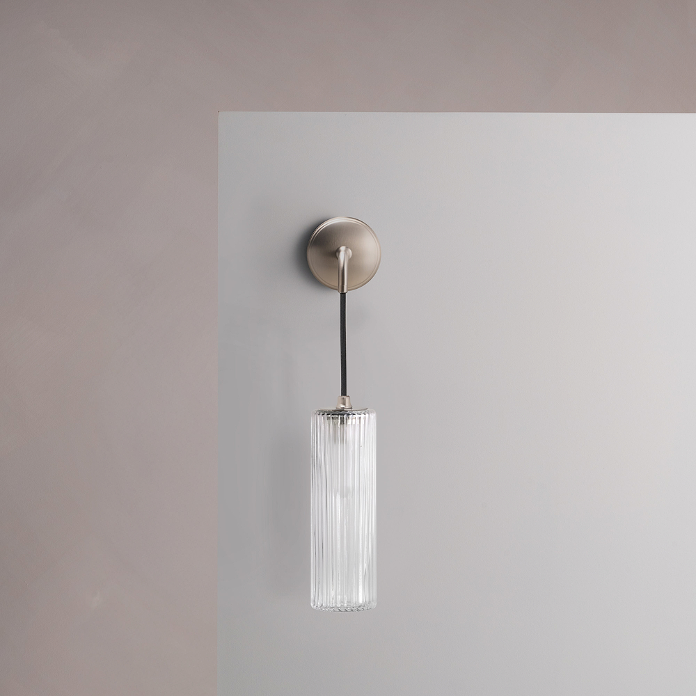 Claremont Small Hanging Wall Light Fluted Glass – Satin Nickel