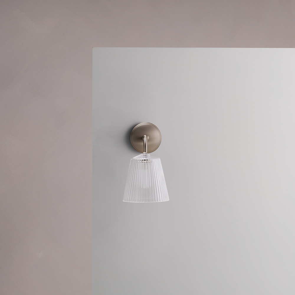 Richmond Small Wall Light Fluted Glass – Satin Nickel