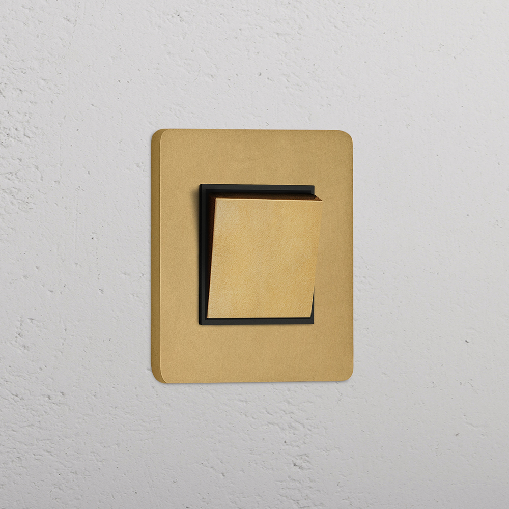 Grove Single Retractive Rocker Switch - Antique Brass | Black