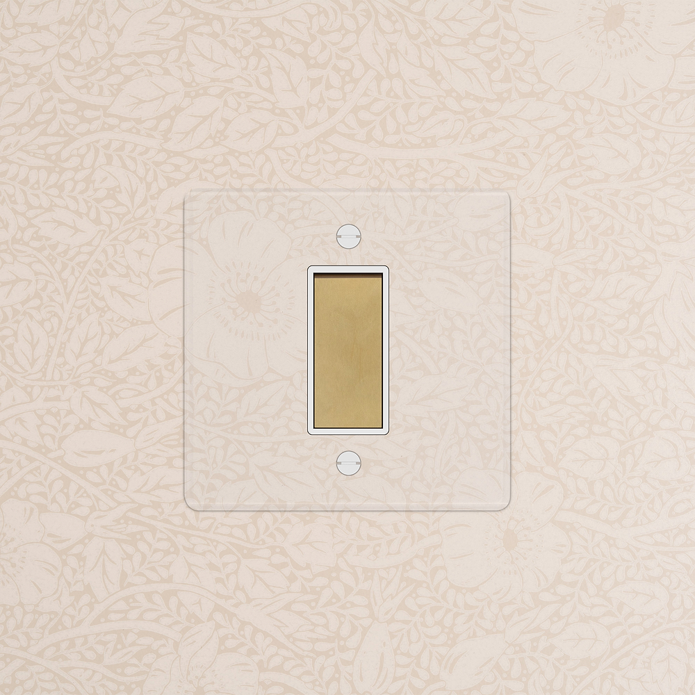 1G Retractive Rocker Switch - Clear Antique Brass | White