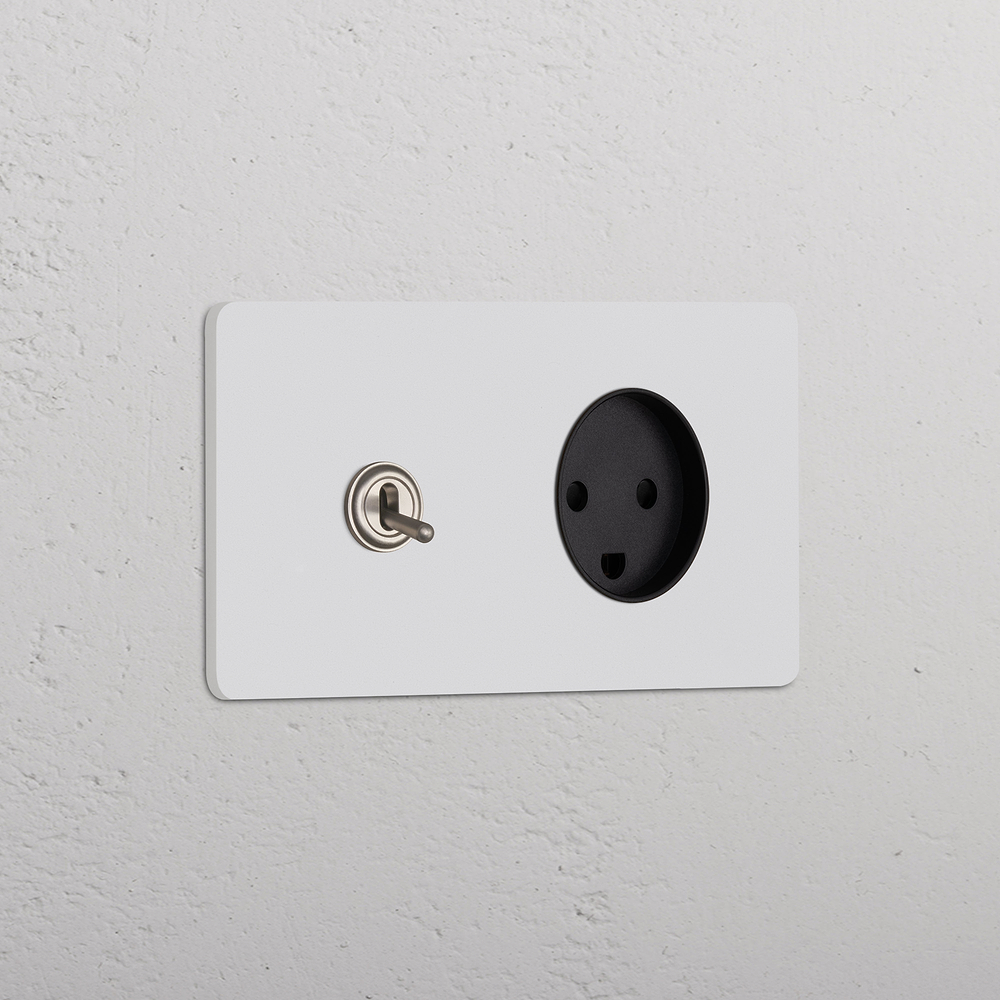 Grove Double Toggle Switch + Danish Type K Power Module - Paintable Satin Nickel Black