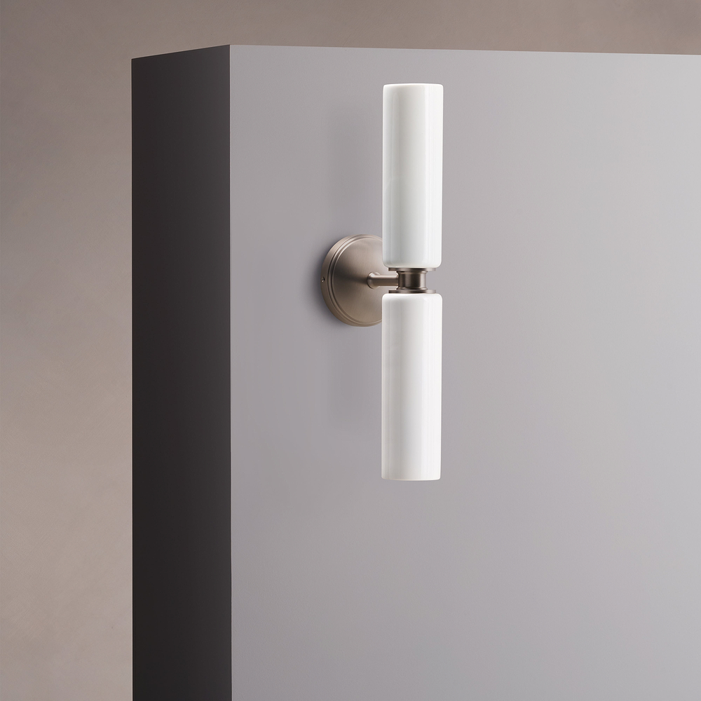 Claremont Medium Wall Light Fine Porcelain – Satin Nickel