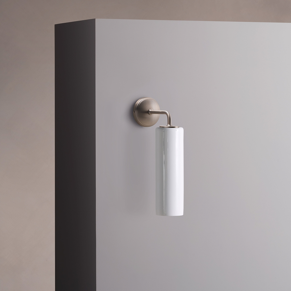 Claremont Small Wall Light Fine Porcelain – Satin Nickel