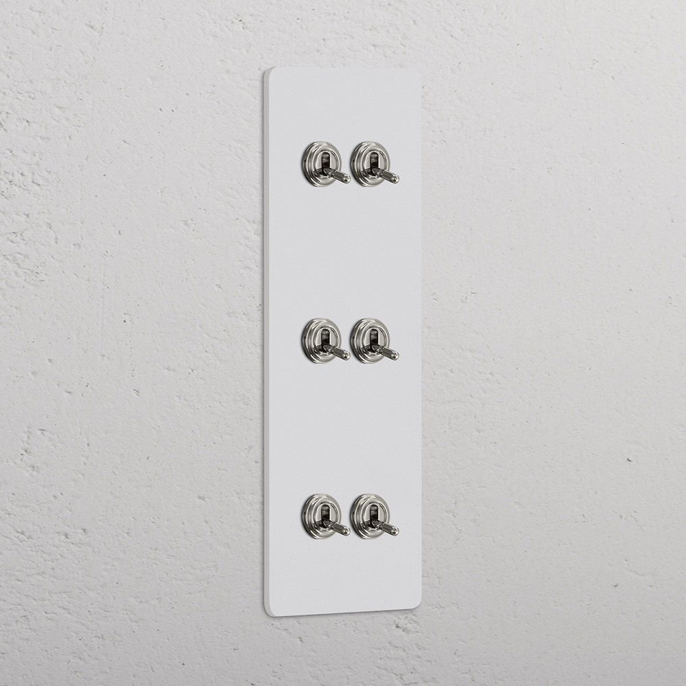 Grove Interrupteur Vertical à Levier x6 (Plaque Triple) – Nickel Poli à Peindre