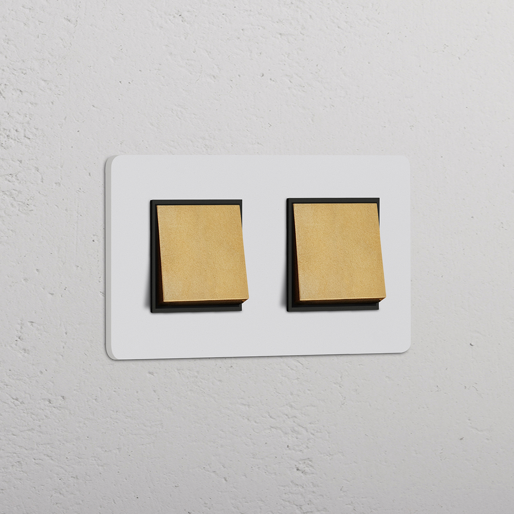 Grove Interruttore a Bilanciere Doppio 2x – Ottone Antico Pitturabile | Nero