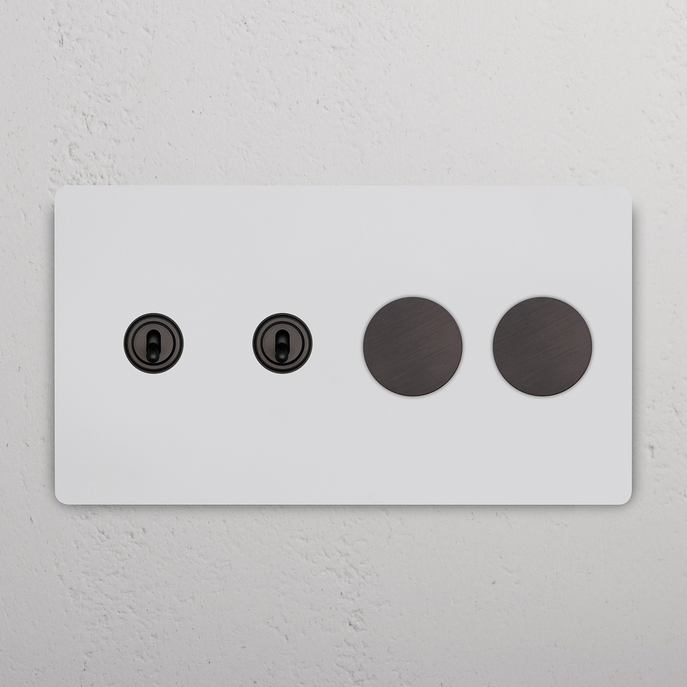 Grove 4G 2x Toggle & 2x Dimmer Switch – Paintable Bronze