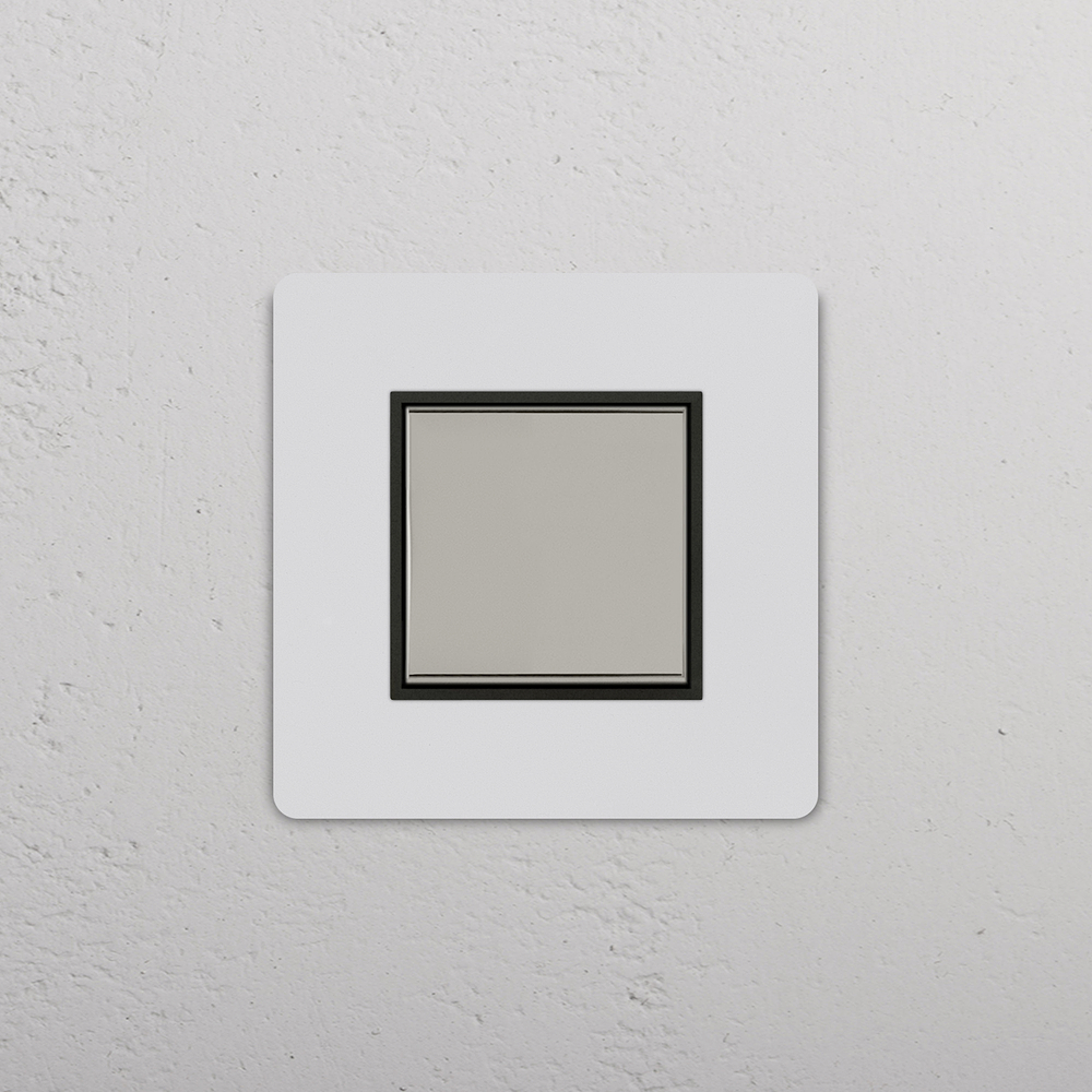 Grove Single Centre Retractive Rocker Switch – Paintable Polished Nickel | Black