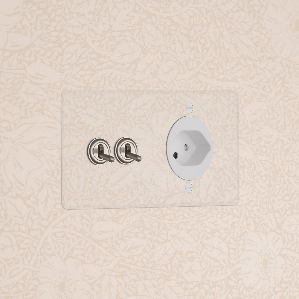 Double 2x Toggle & Swiss Module - Clear Satin Nickel White
