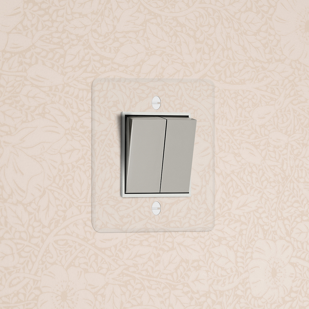 Kew 2 x Tastschalter mit Einzelwippe – Transparent Poliertes Nickel | Weiß