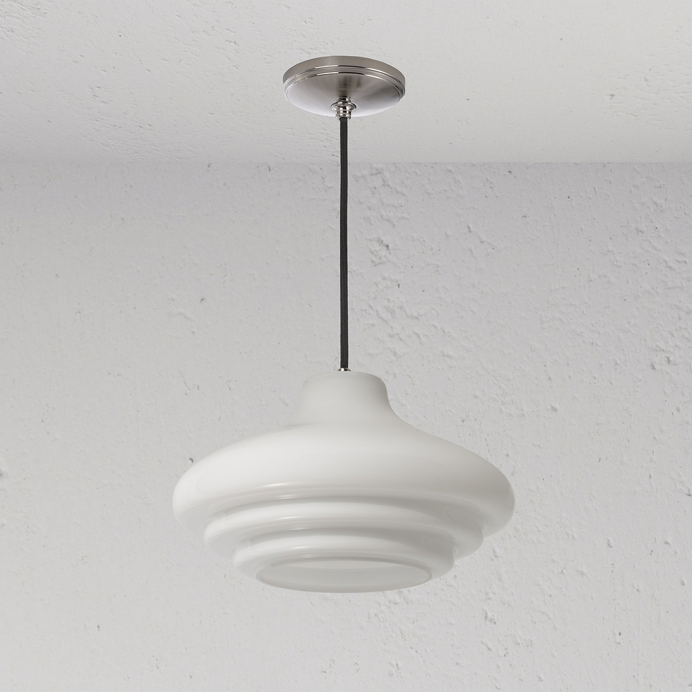 Brookfield Medium Pendant Light Opal Glass - Polished Nickel