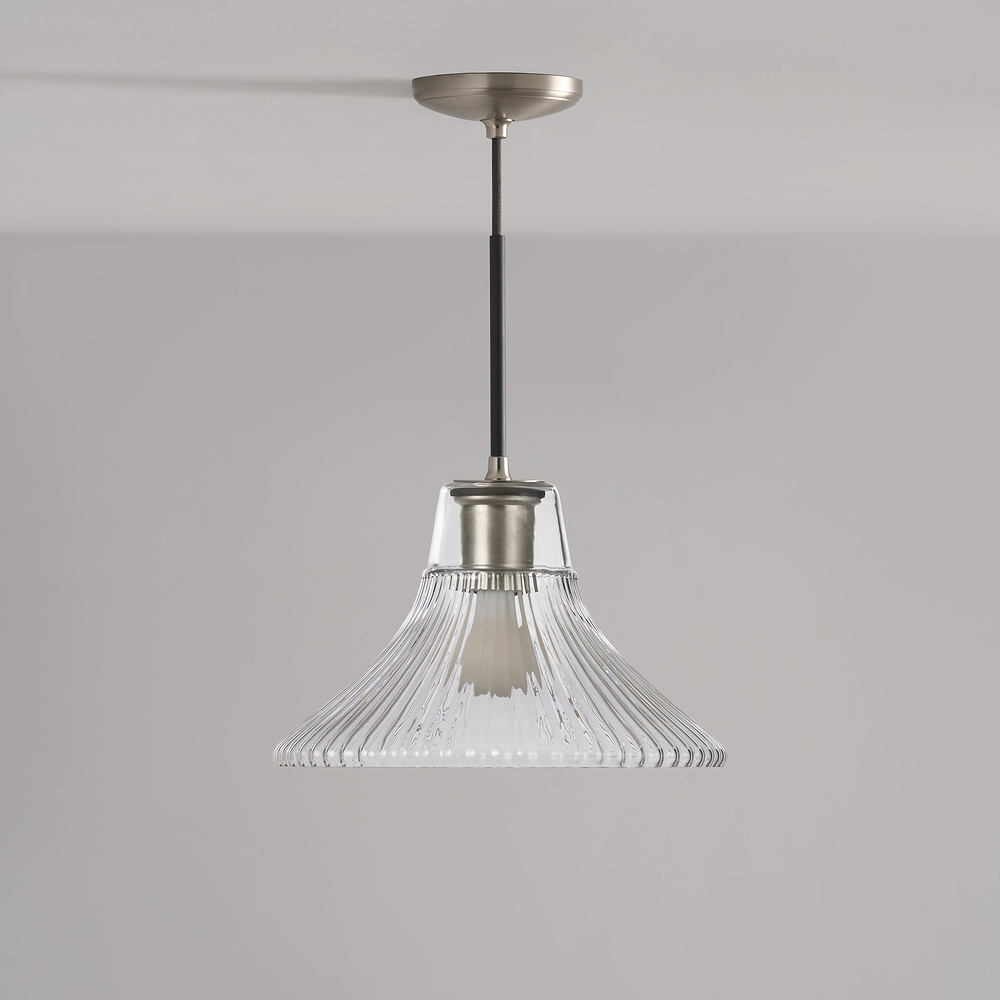 Hammersmith Medium Pendant Light Fluted Glass – Satin Nickel