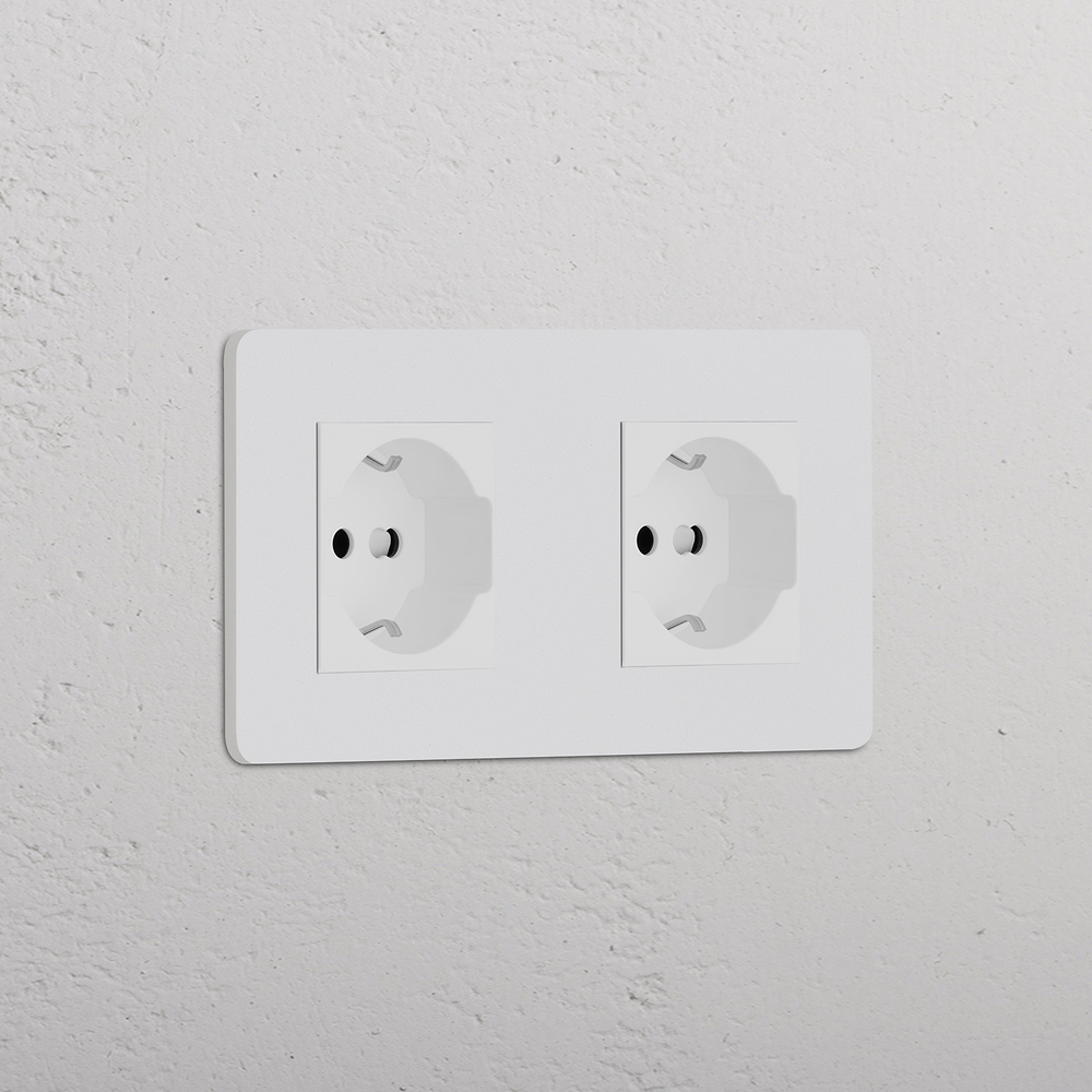 Grove Presa Schuko/Bipasso Doppia 2x – Pitturabile | Bianco