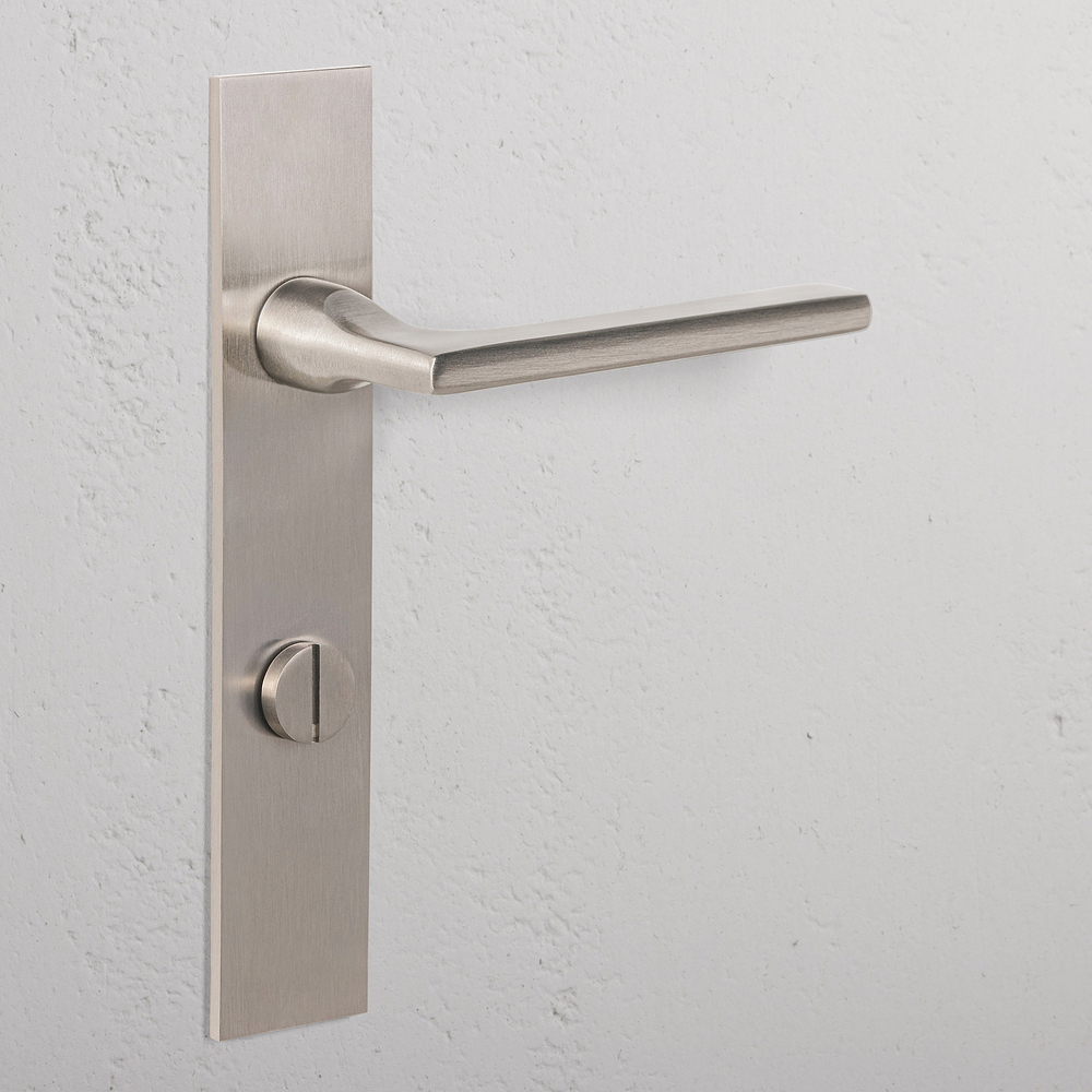 Clayton Long Plate Sprung Door Handle & Thumbturn – Satin Nickel
